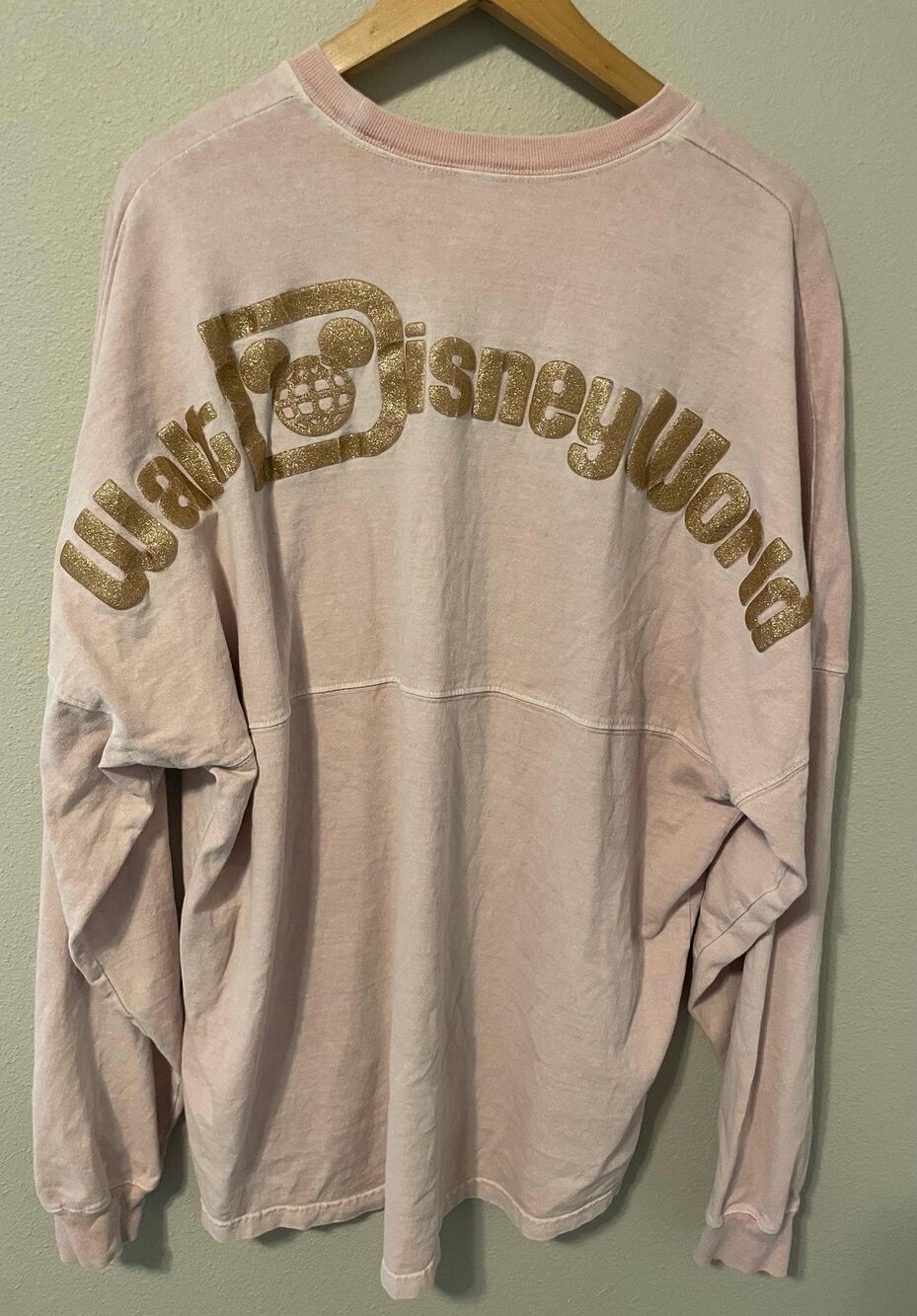 Walt Disney World Spirit Jersey Pink Glitter Logo Womens XL Long Sleeve Artsy